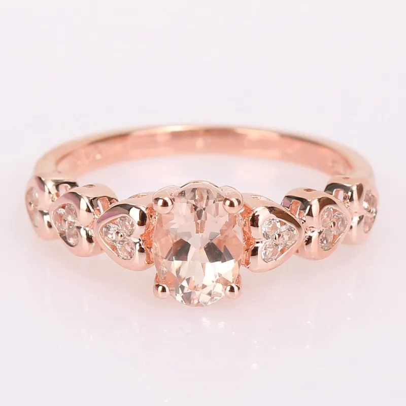 Miadora Rose Plated Sterling Silver Oval-cut Morganite and White Topaz Heart Ring sold by Zulily