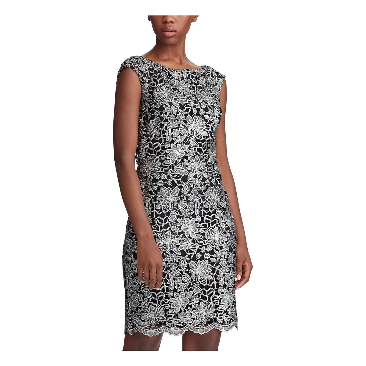 Ralph Lauren Women's Lace Sheath Dress Black Silver Size 6 sold by Zulily product image thumbnail 3