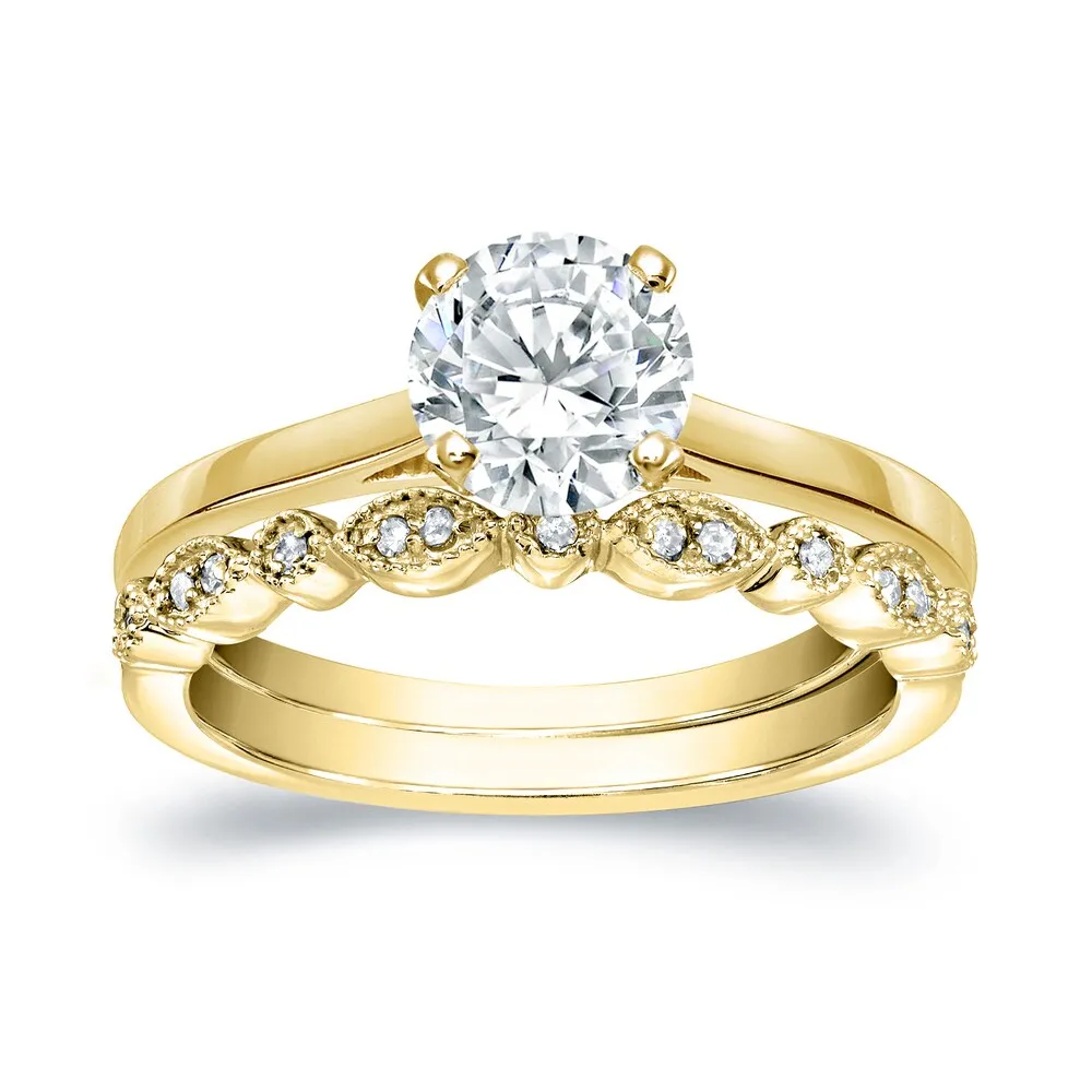 Auriya 14k Gold 1 1/6ctw Vintage Round Solitaire Diamond Engagement Ring Set sold by Zulily product image thumbnail 3