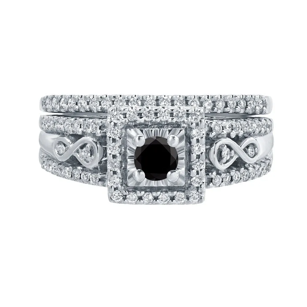 Auriya 3/5ctw Halo Black Diamond Engagement Ring Set 14k Gold sold by Zulily product image thumbnail 4