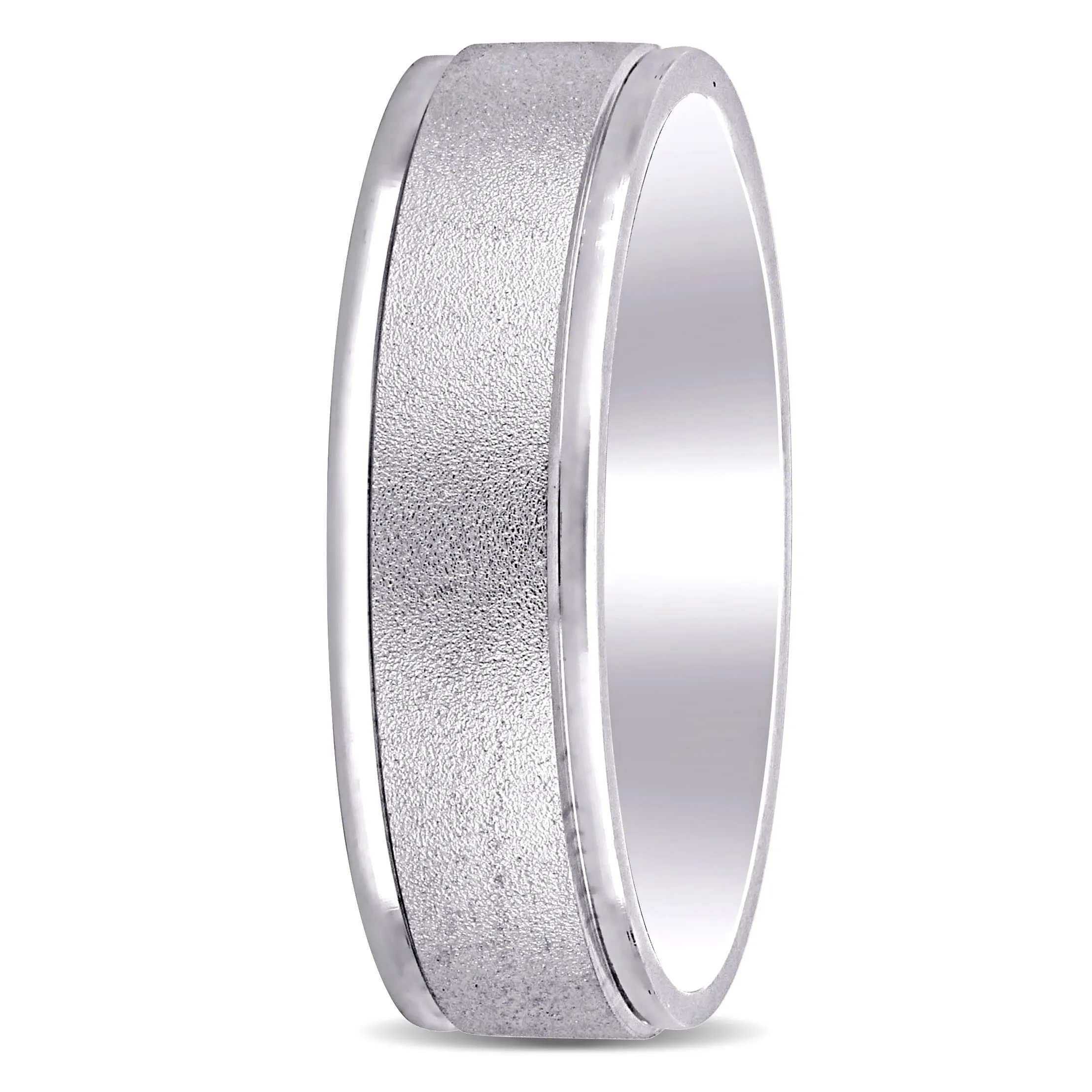 Miadora Mens Wedding Band In 14K Whte Gold (6 MM) sold by Zulily product image thumbnail 2