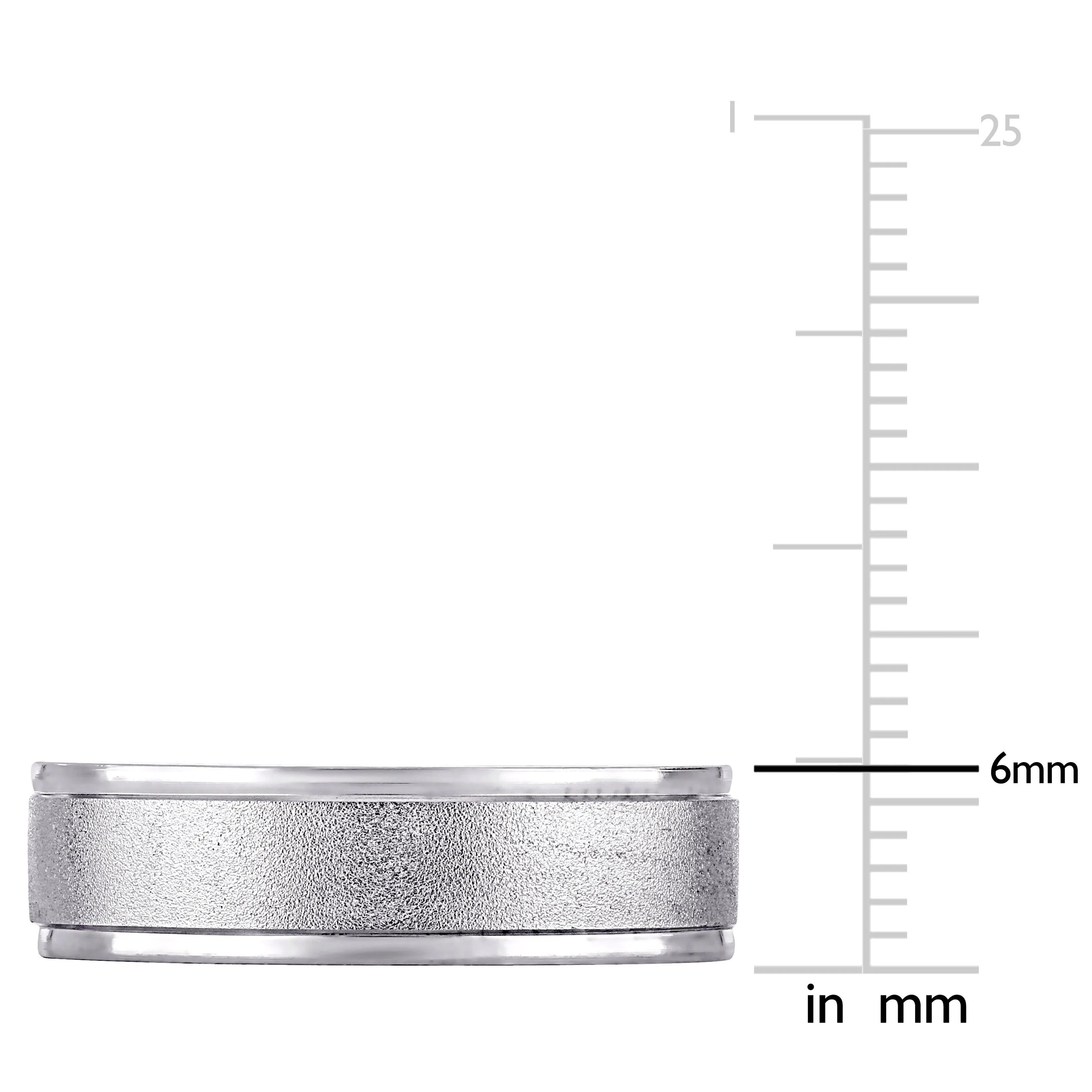 Miadora Mens Wedding Band In 14K Whte Gold (6 MM) sold by Zulily product image thumbnail 3