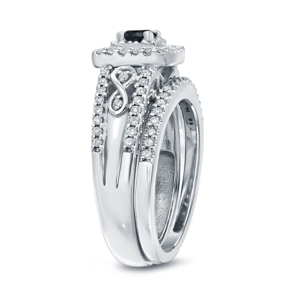 Auriya 3/5ctw Halo Black Diamond Engagement Ring Set 14k Gold sold by Zulily product image thumbnail 5