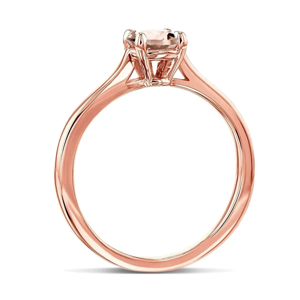 Annello by Kobelli 14k Gold 5mm Round Pink Morganite Taper Shank Cathedral Solitaire Ring sold by Zulily product image thumbnail 3