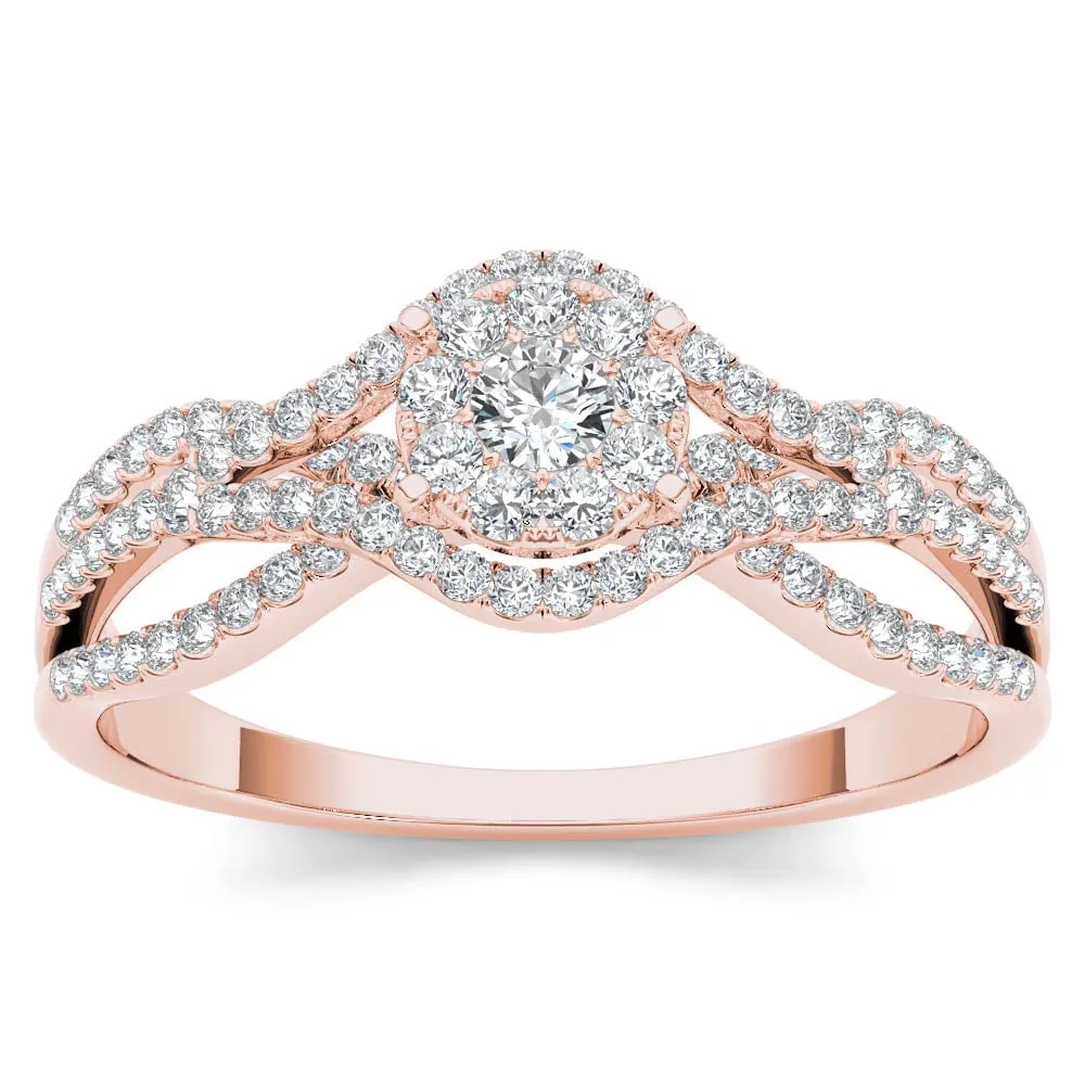 De Couer 10k Rose Gold 1/2ct TDW Diamond Halo Engagement Ring sold by Zulily
