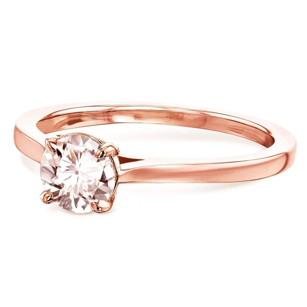Annello by Kobelli 14k Gold 5mm Round Pink Morganite Taper Shank Cathedral Solitaire Ring sold by Zulily