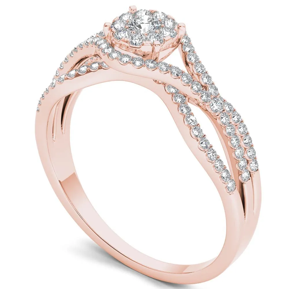 De Couer 10k Rose Gold 1/2ct TDW Diamond Halo Engagement Ring sold by Zulily product image thumbnail 2
