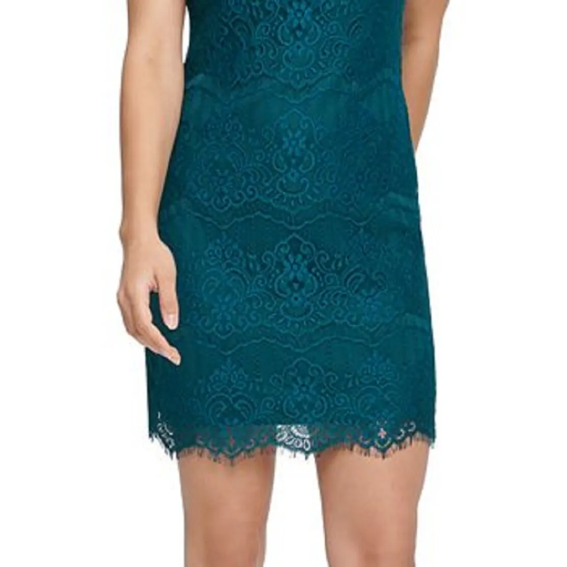 Kensie Women's Scallop Lace Sheath Dress Blue Size 10 sold by Zulily product image thumbnail 2