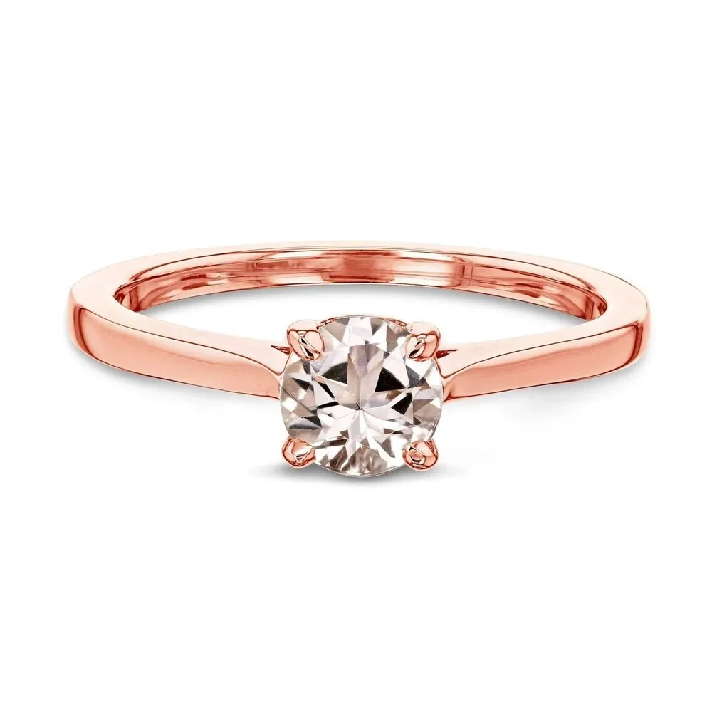 Annello by Kobelli 14k Gold 5mm Round Pink Morganite Taper Shank Cathedral Solitaire Ring sold by Zulily product image thumbnail 4