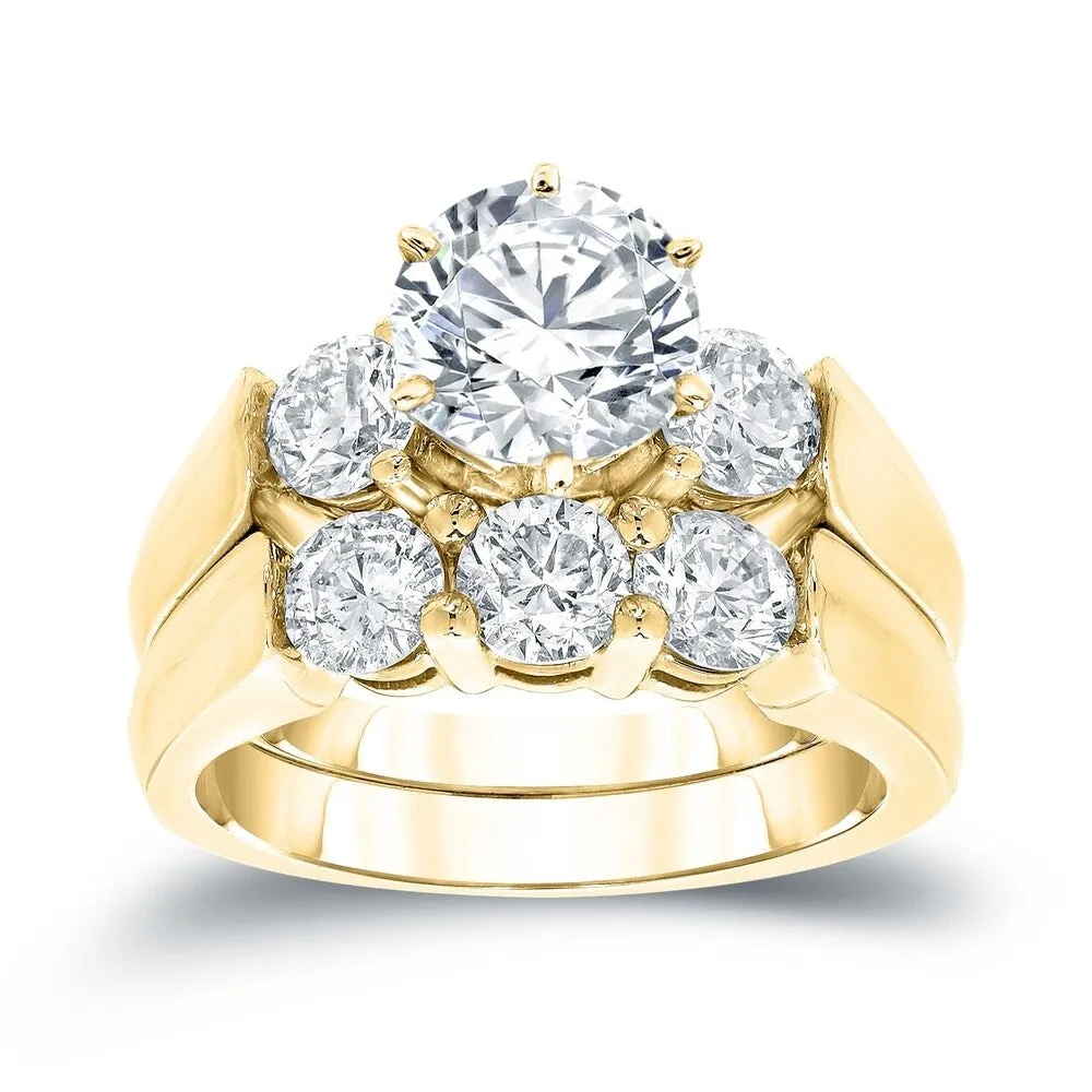 Auriya 14k Gold 14k White Gold 2ctw Round 3-Stone Diamond Engagement Ring Set Certified sold by Zulily product image thumbnail 5