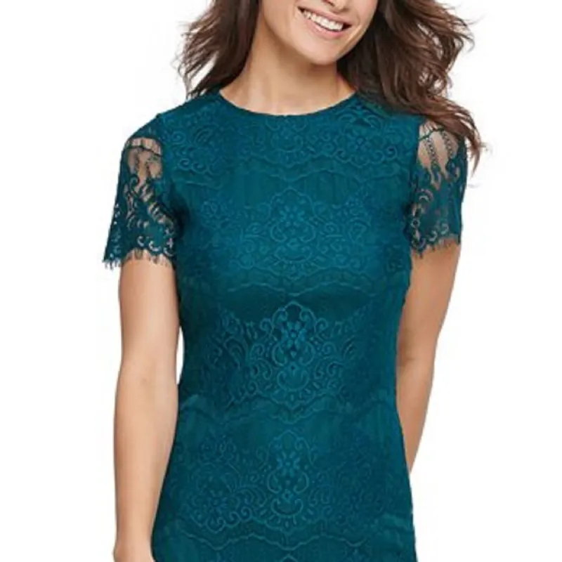 Kensie Women's Scallop Lace Sheath Dress Blue Size 10 sold by Zulily