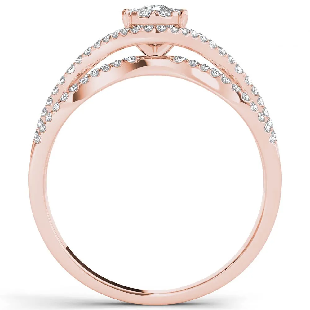 De Couer 10k Rose Gold 1/2ct TDW Diamond Halo Engagement Ring sold by Zulily product image thumbnail 3