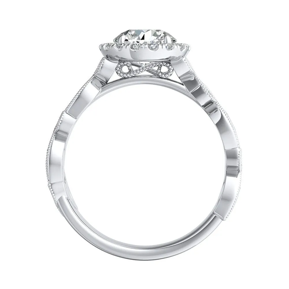 Auriya 14k Gold Vintage Round 2 1/2ct Moissanite and 1/4ct TDW Diamond Halo Engagement Ring sold by Zulily product image thumbnail 4