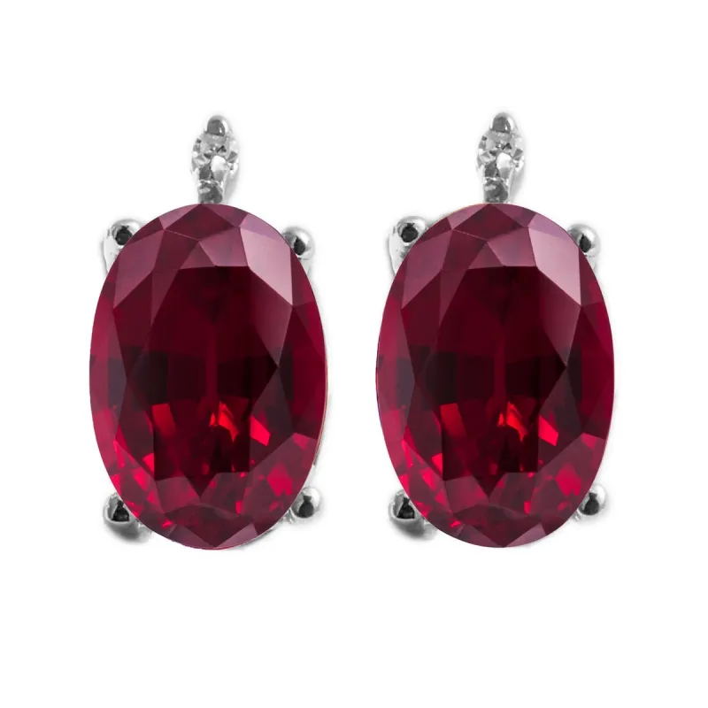 Sterling Silver with Ruby and Genuine White Diamond Stud Earring sold by Zulily