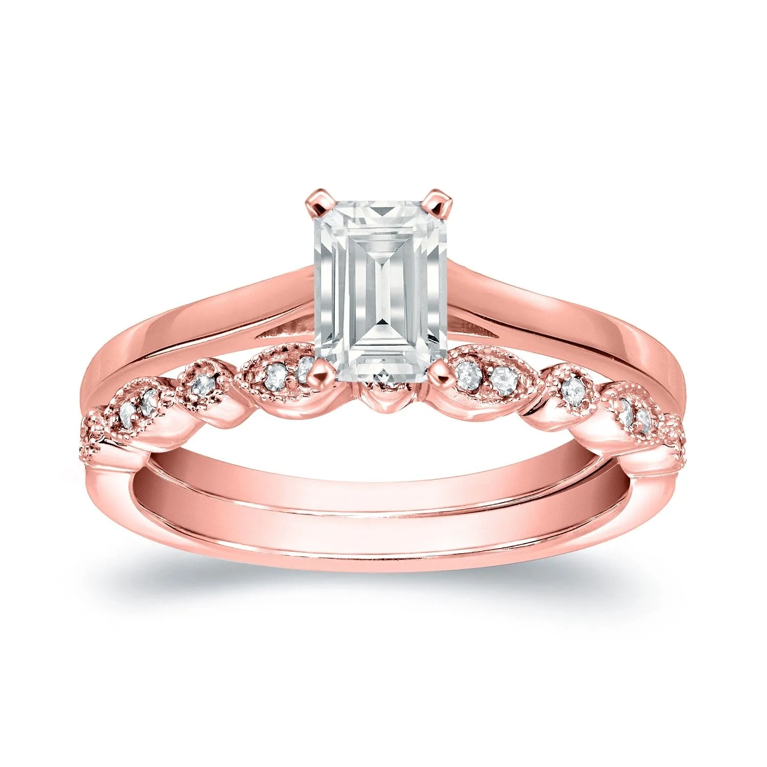 Auriya 14k Gold 1/2ctw Vintage Emerald-cut Solitaire Diamond Engagement Ring Set sold by Zulily product image thumbnail 5