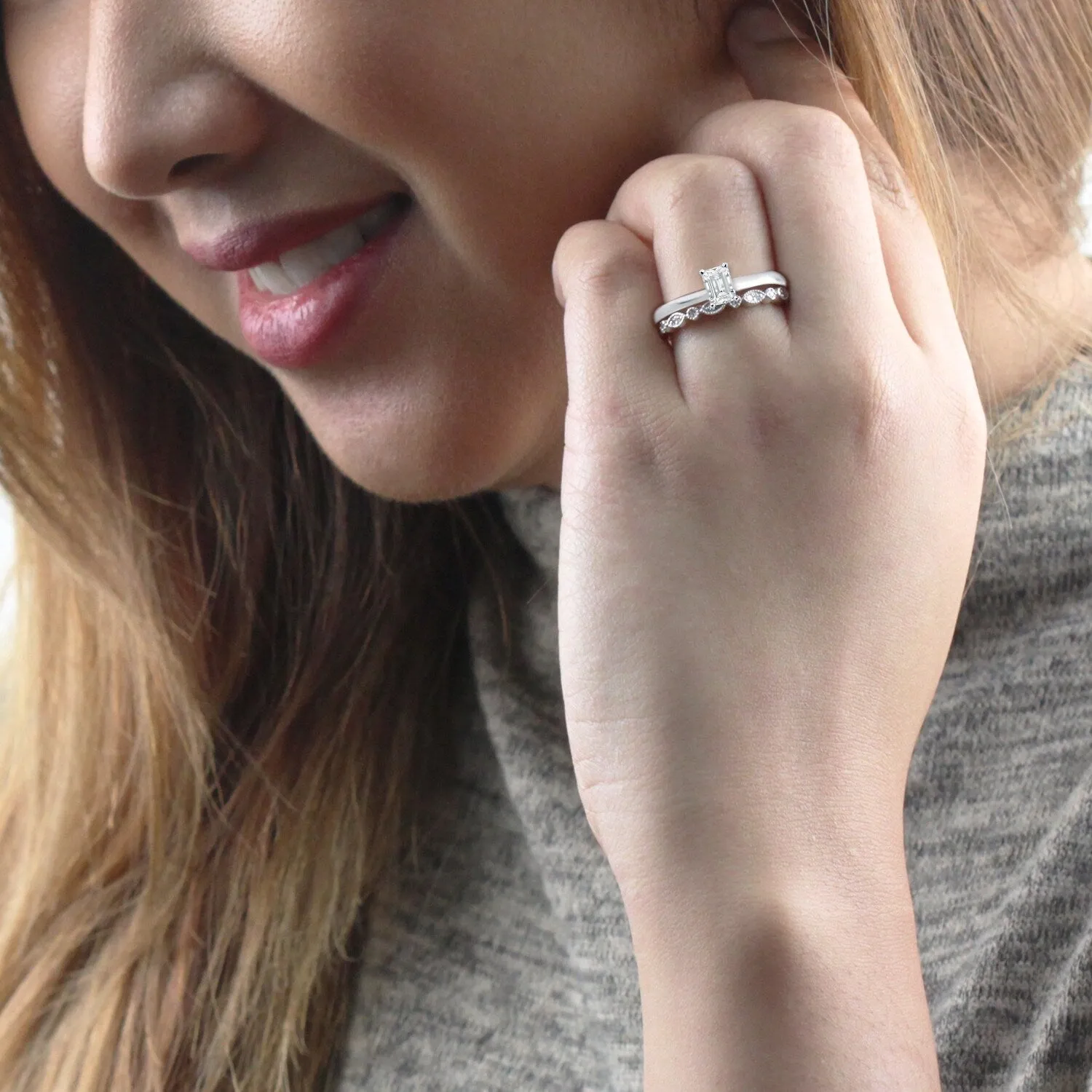 Auriya 14k Gold 1/2ctw Vintage Emerald-cut Solitaire Diamond Engagement Ring Set sold by Zulily product image thumbnail 2