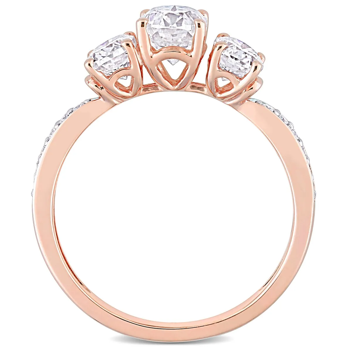 Miadora 1 4/5ct DEW Moissanite 3-Stone Engagement Ring in 10k Rose Gold sold by Zulily product image thumbnail 4