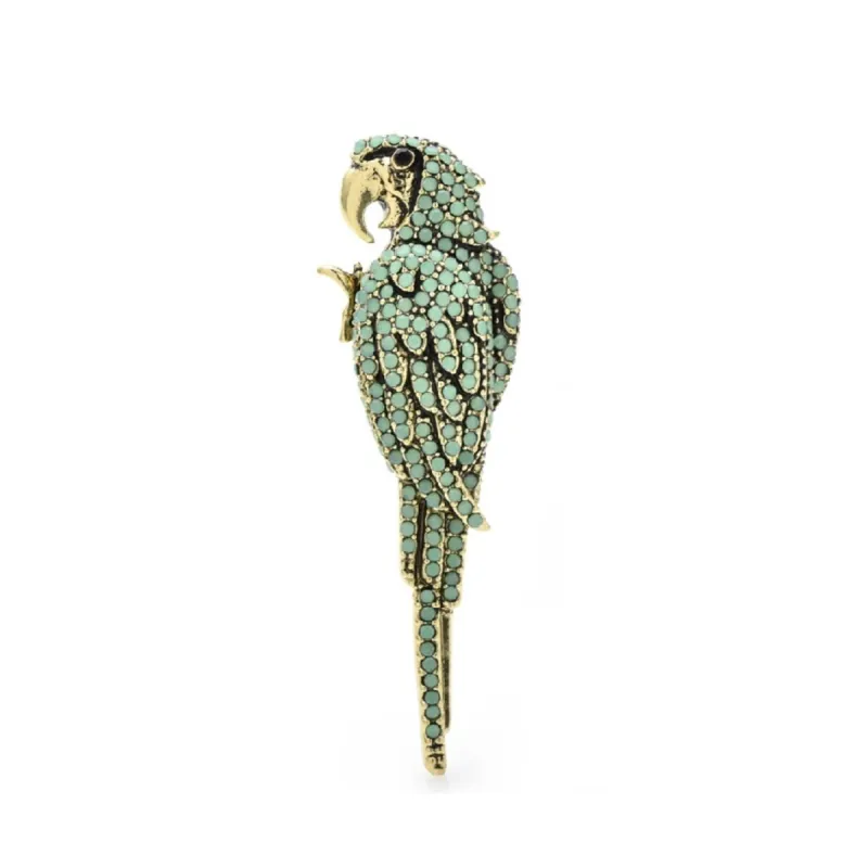 Don't AsK Opal Green Crystal Embedded Parrot Brooch sold by Zulily