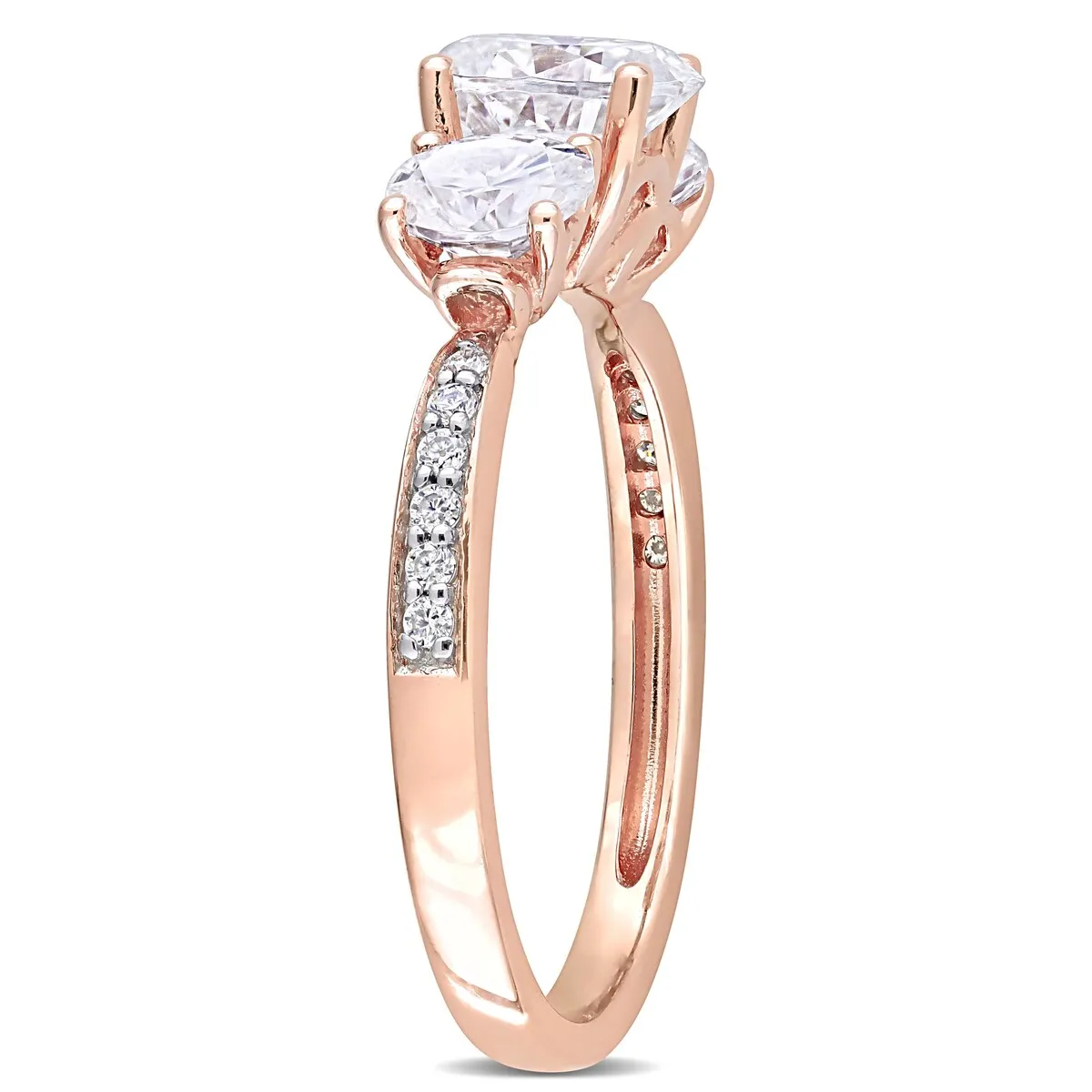 Miadora 1 4/5ct DEW Moissanite 3-Stone Engagement Ring in 10k Rose Gold sold by Zulily product image thumbnail 3
