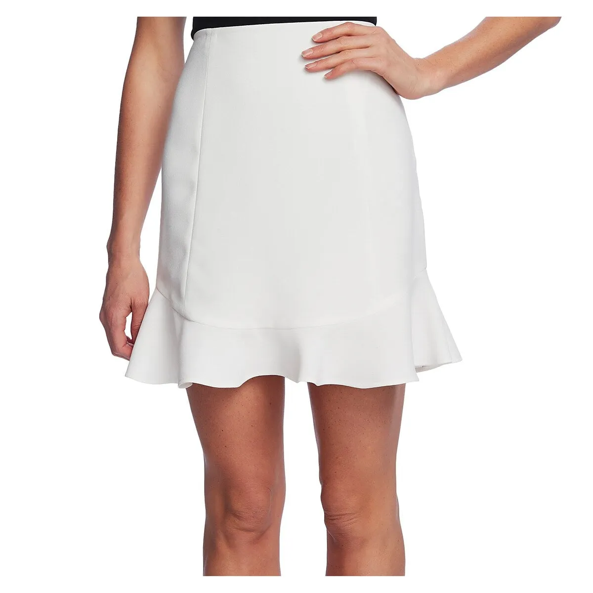 CeCe Women's Skirt Crepe Ruffled Hem Solid Side Zip A Line White Size 8 sold by Zulily product image thumbnail 2