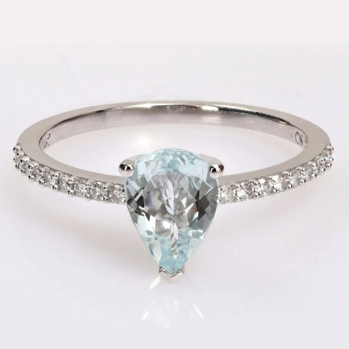 Miadora Pear-cut Aquamarine and 1/6ct TDW Diamond Teardrop Ring in 14k White Gold sold by Zulily