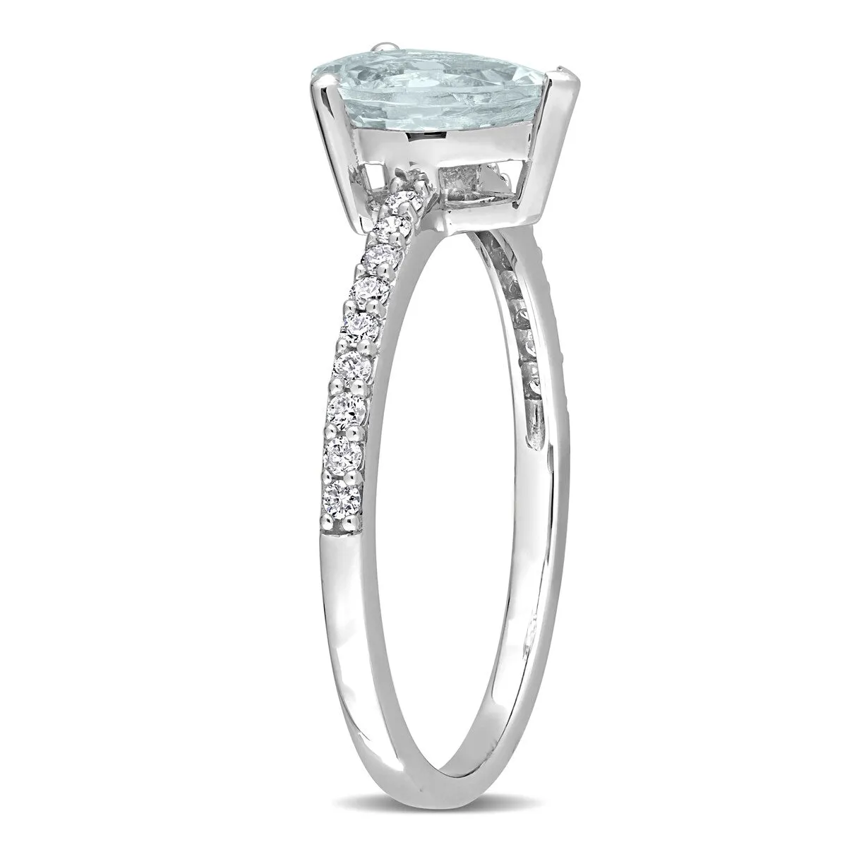 Miadora Pear-cut Aquamarine and 1/6ct TDW Diamond Teardrop Ring in 14k White Gold sold by Zulily product image thumbnail 4