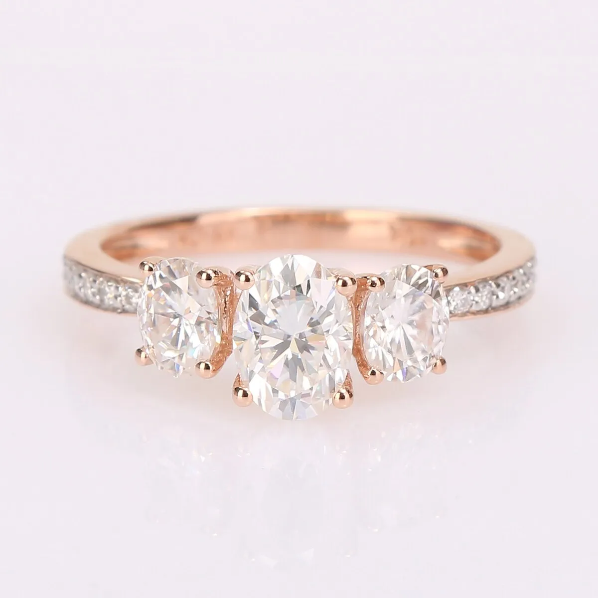 Miadora 1 4/5ct DEW Moissanite 3-Stone Engagement Ring in 10k Rose Gold sold by Zulily product image thumbnail 2