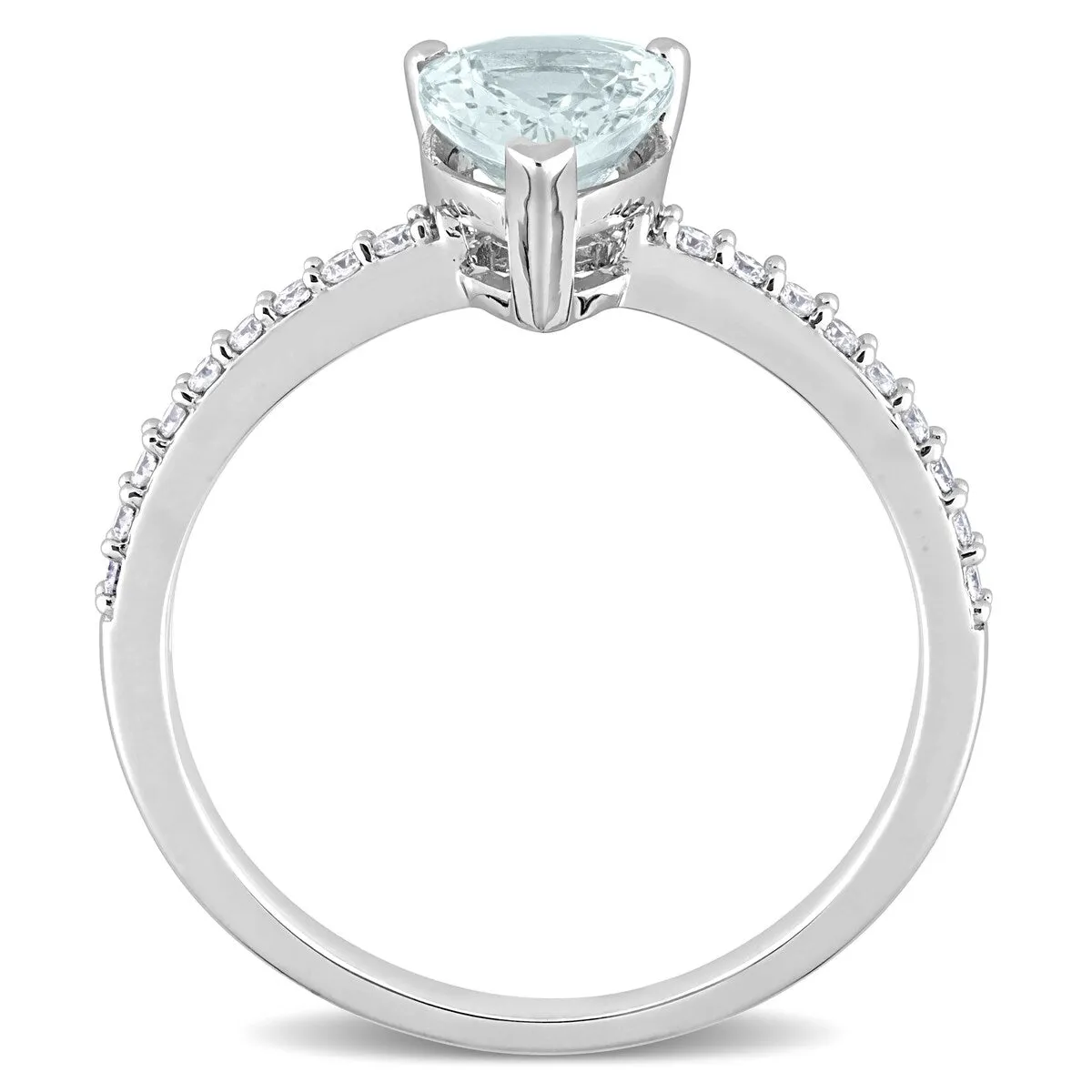 Miadora Pear-cut Aquamarine and 1/6ct TDW Diamond Teardrop Ring in 14k White Gold sold by Zulily product image thumbnail 5