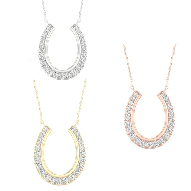 1/6ct TDW Diamond Horseshoe Necklace in 10k Gold by De Couer sold by Zulily