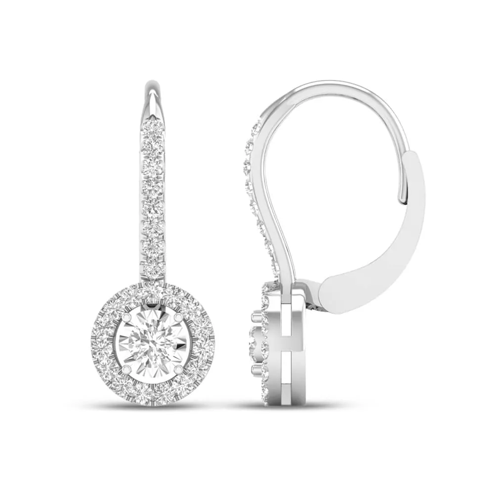 De Couer 10k Gold 1/2ct TDW Diamond Halo Dangle Earrings sold by Zulily product image thumbnail 4