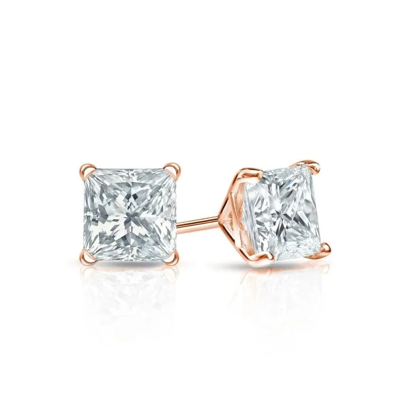 Auriya 14-karat Gold Lab Grown 0.50 carat TDW Princess Diamond Stud Earrings 4-Prong Martini Screw-back sold by Zulily product image thumbnail 5