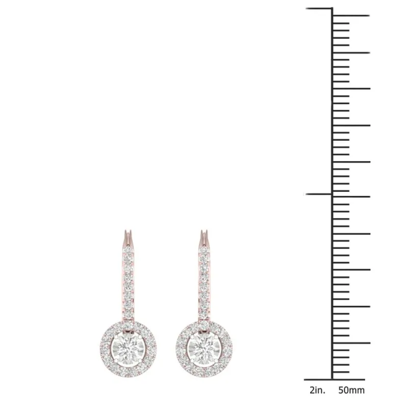 De Couer 10k Gold 1/2ct TDW Diamond Halo Dangle Earrings sold by Zulily