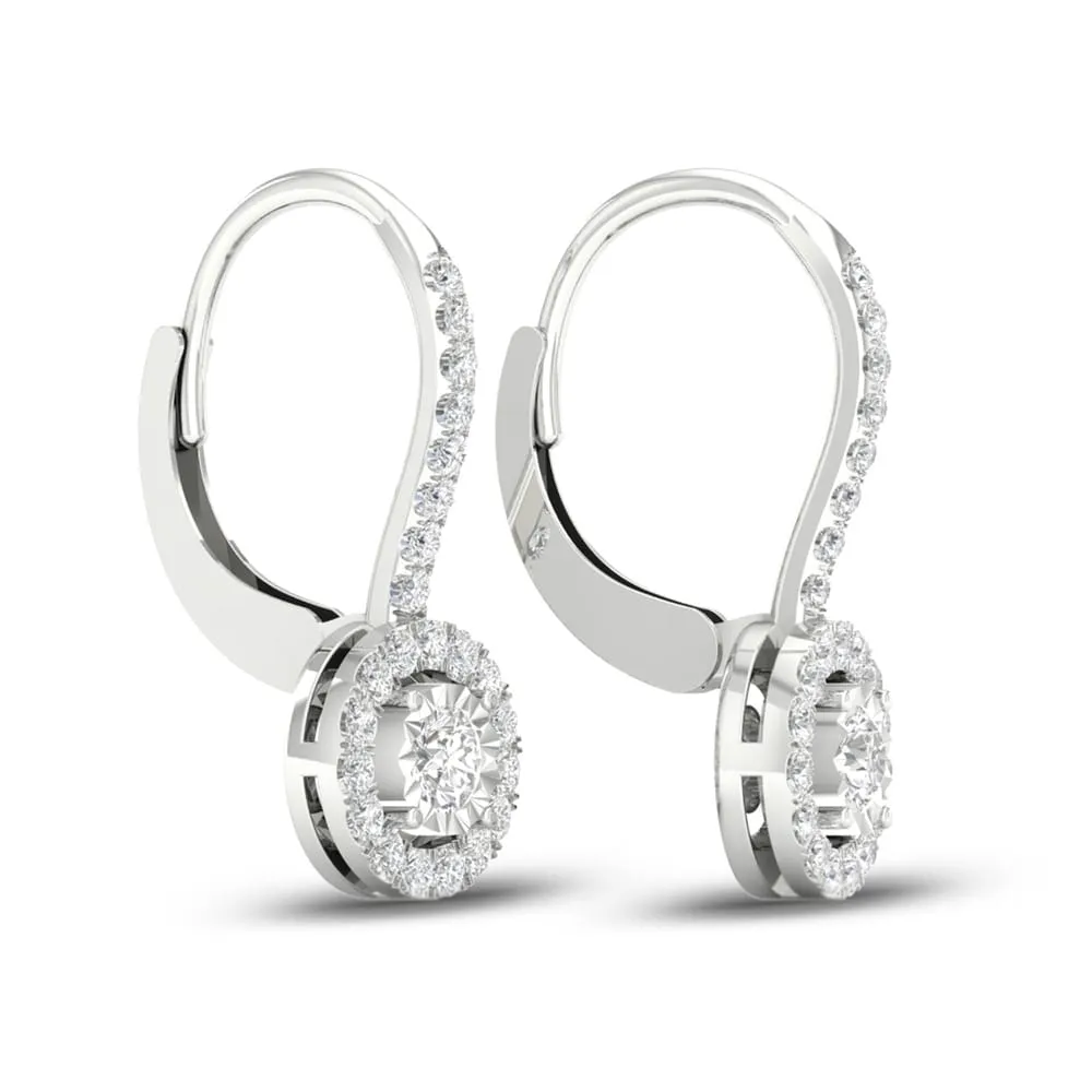 De Couer 10k Gold 1/2ct TDW Diamond Halo Dangle Earrings sold by Zulily product image thumbnail 5
