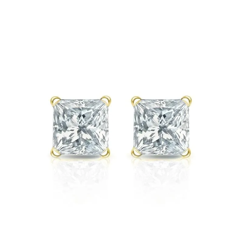 Auriya 14-karat Gold Lab Grown 0.50 carat TDW Princess Diamond Stud Earrings 4-Prong Martini Screw-back sold by Zulily product image thumbnail 4