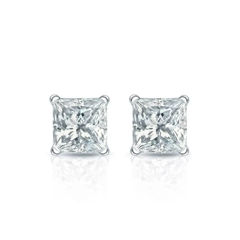 Auriya 14-karat Gold Lab Grown 0.50 carat TDW Princess Diamond Stud Earrings 4-Prong Martini Screw-back sold by Zulily product image thumbnail 2