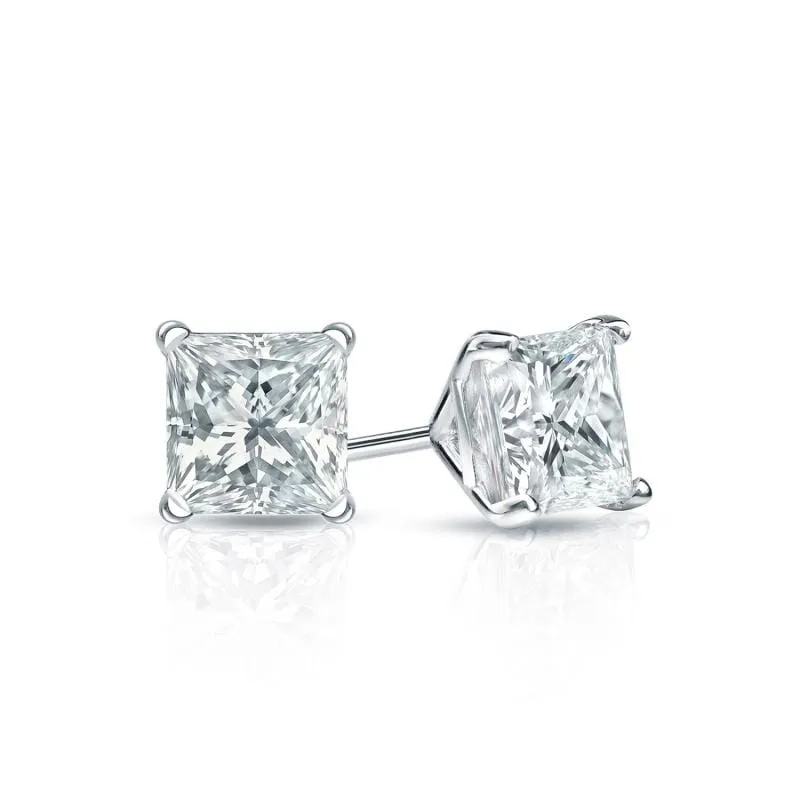 Auriya 14-karat Gold Lab Grown 0.50 carat TDW Princess Diamond Stud Earrings 4-Prong Martini Screw-back sold by Zulily