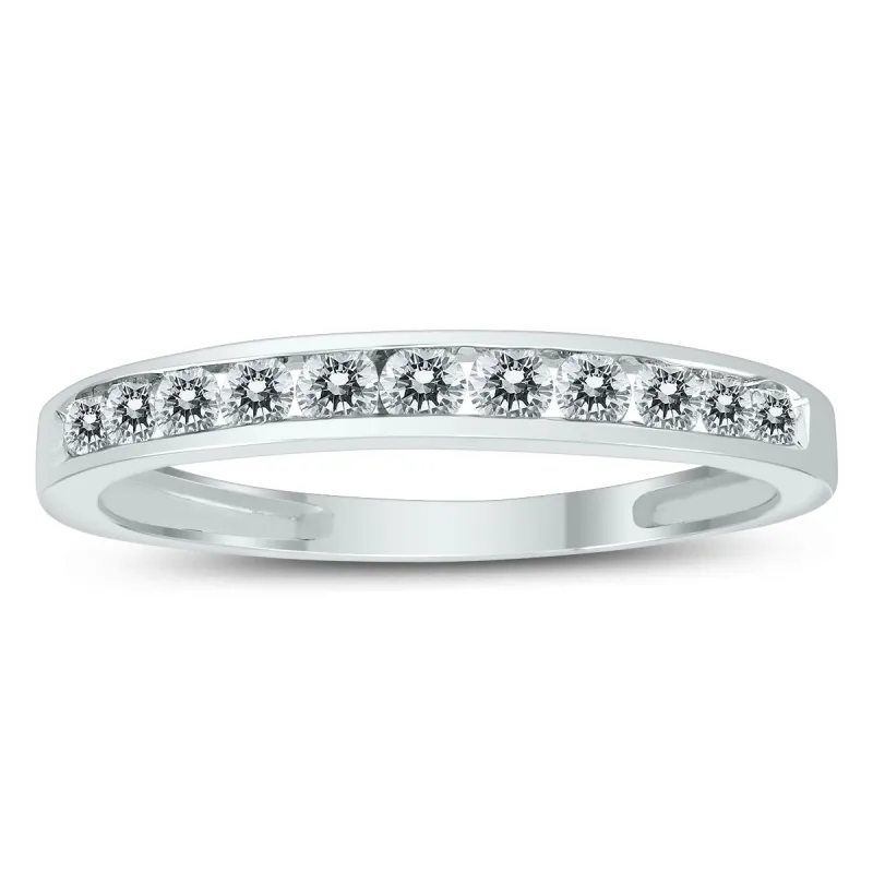 10k White Gold 1/2ct TDW Diamond Channel Set Band sold by Zulily