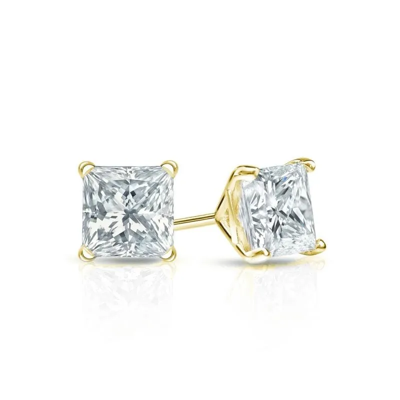 Auriya 14-karat Gold Lab Grown 0.50 carat TDW Princess Diamond Stud Earrings 4-Prong Martini Screw-back sold by Zulily product image thumbnail 3