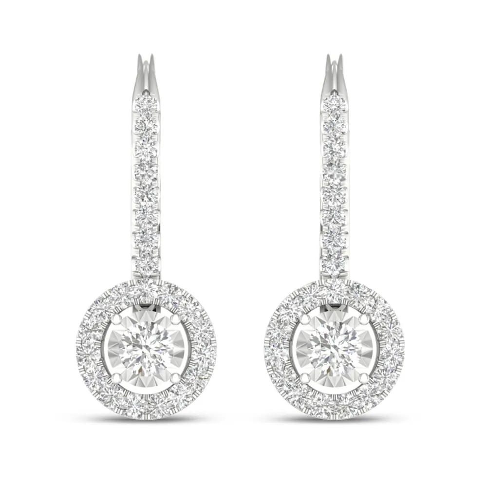De Couer 10k Gold 1/2ct TDW Diamond Halo Dangle Earrings sold by Zulily product image thumbnail 3