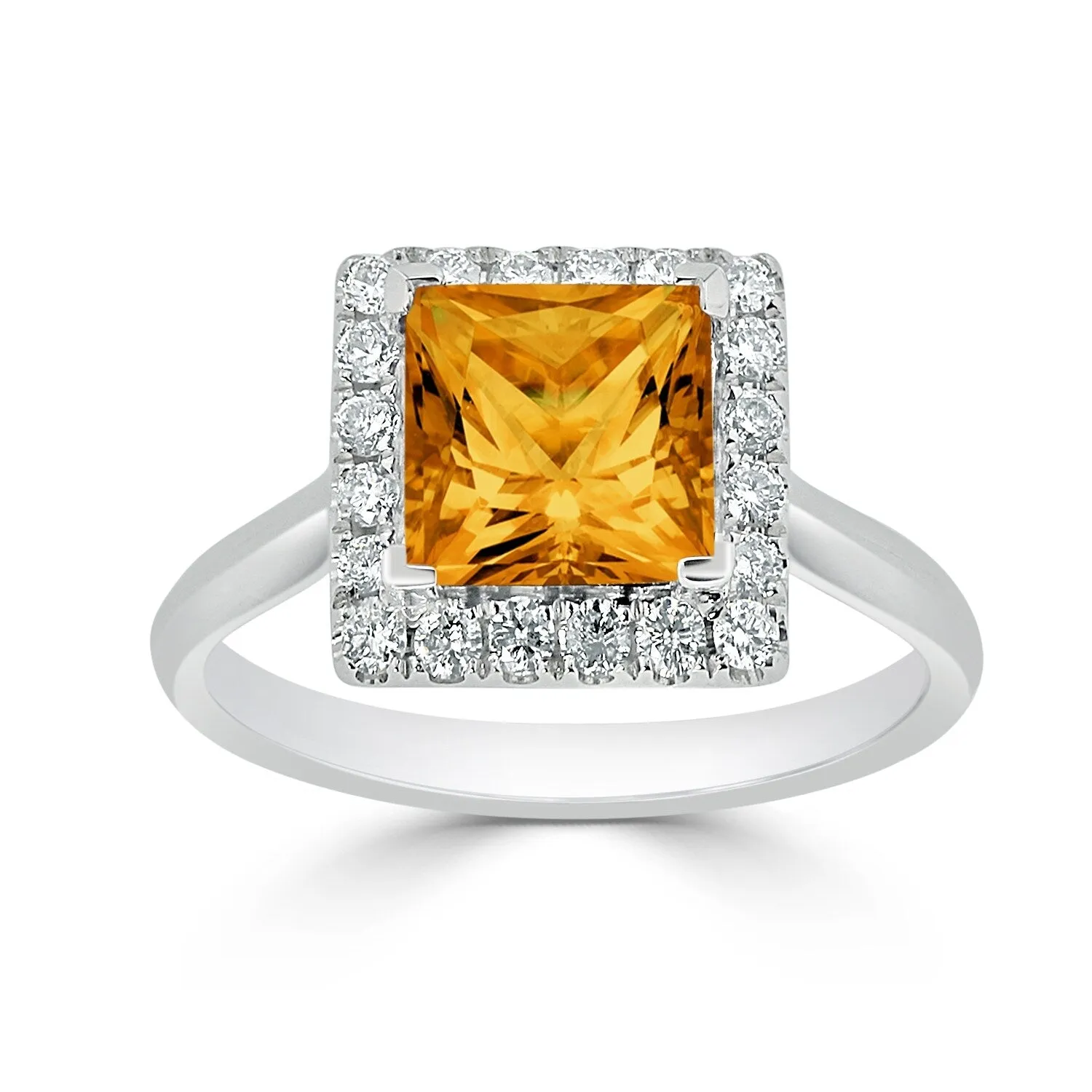 Auriya 1 3/4ct Princess-cut Citrine Halo Diamond Engagement Ring 1/3ctw 14k Gold sold by Zulily product image thumbnail 3