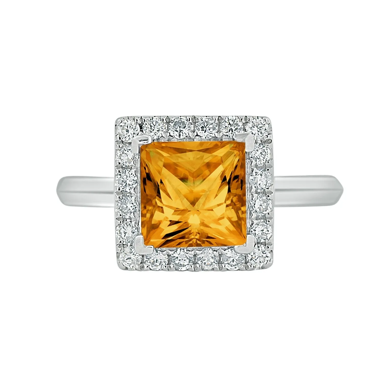 Auriya 1 3/4ct Princess-cut Citrine Halo Diamond Engagement Ring 1/3ctw 14k Gold sold by Zulily product image thumbnail 2