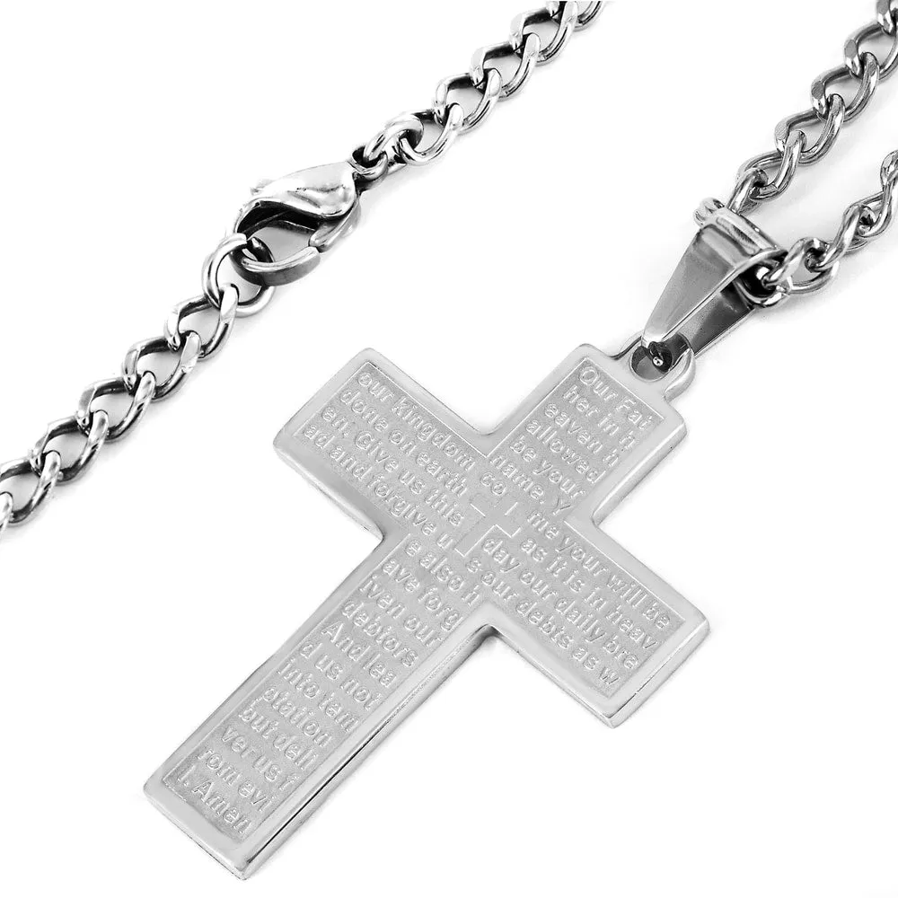 Men's Lord's Prayer Cross Stainless Steel Necklace sold by Zulily product image thumbnail 2