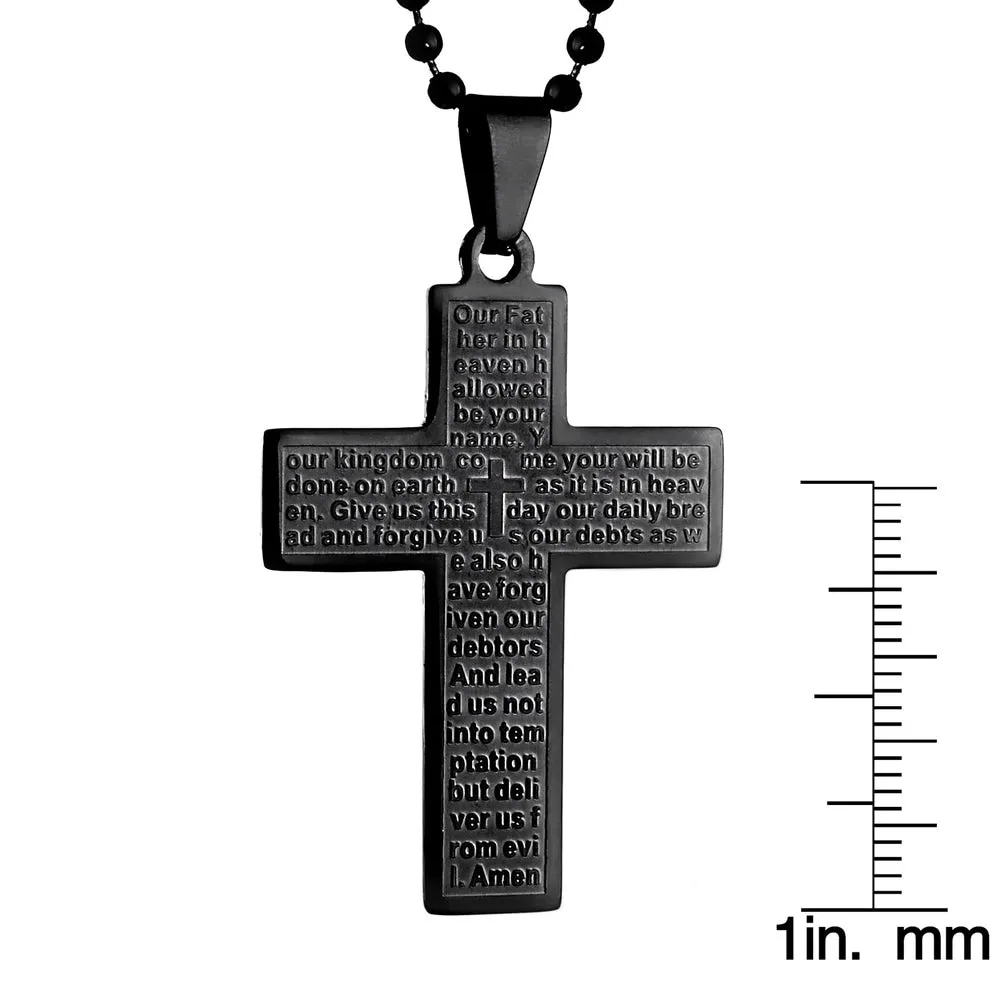 Men's Lord's Prayer Cross Stainless Steel Necklace sold by Zulily product image thumbnail 3