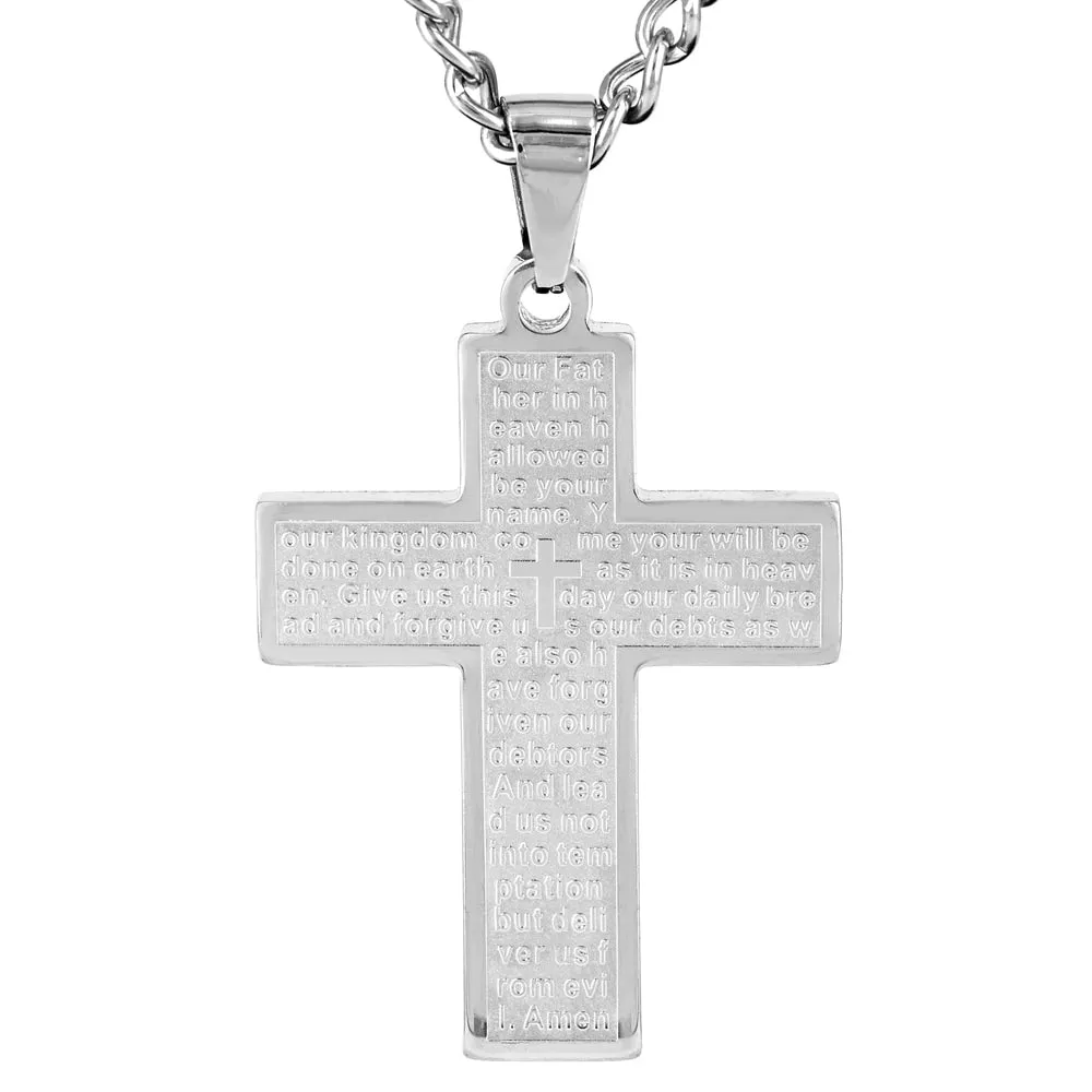 Men's Lord's Prayer Cross Stainless Steel Necklace sold by Zulily product image thumbnail 5