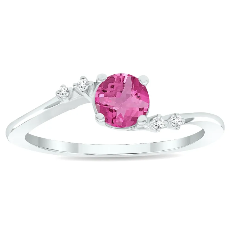 Women's Pink Topaz and Diamond Tierra Ring in 10K White Gold sold by Zulily