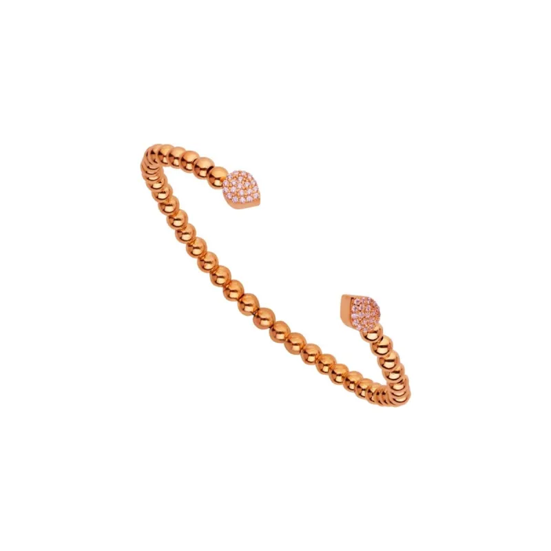 Curata 925 Sterling Silver Rose Gold Plated Cubic Zirconia Tear-drop Endcap Adjustable Cuff Bracelet sold by Zulily