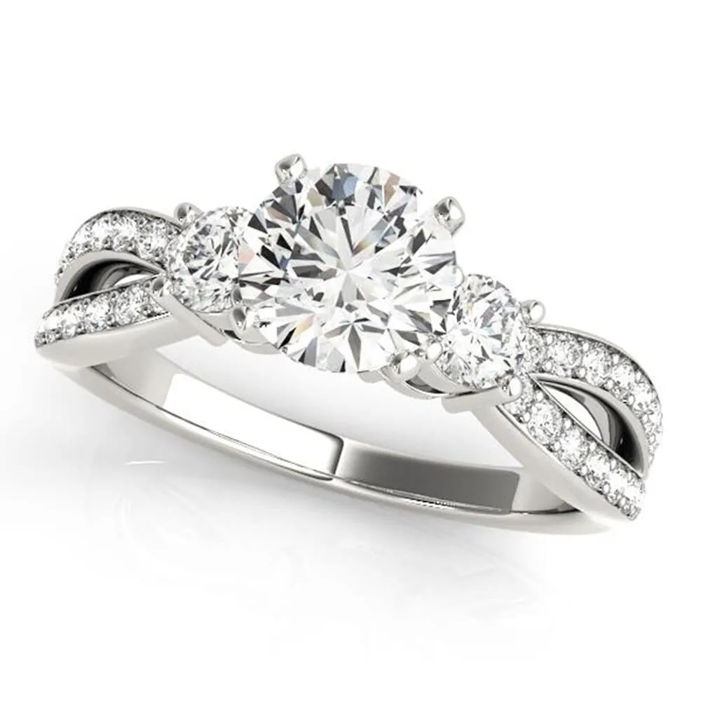 Auriya 3-Stone 1 1/2ct Moissanite and 5/8ctw Diamond Engagement Ring 14K Gold sold by Zulily