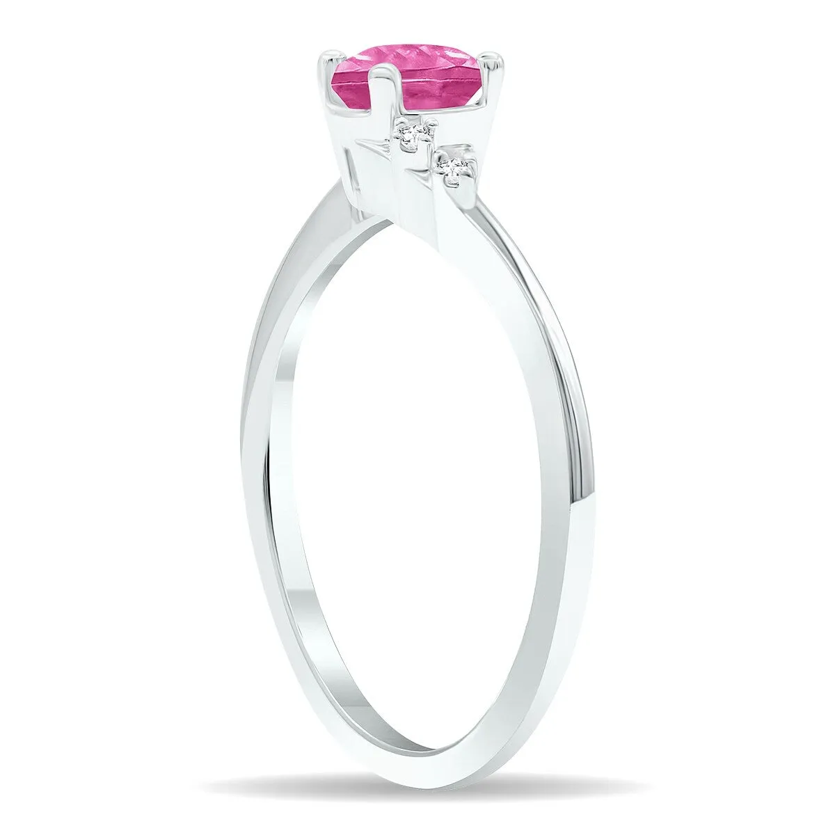 Women's Pink Topaz and Diamond Tierra Ring in 10K White Gold sold by Zulily product image thumbnail 3