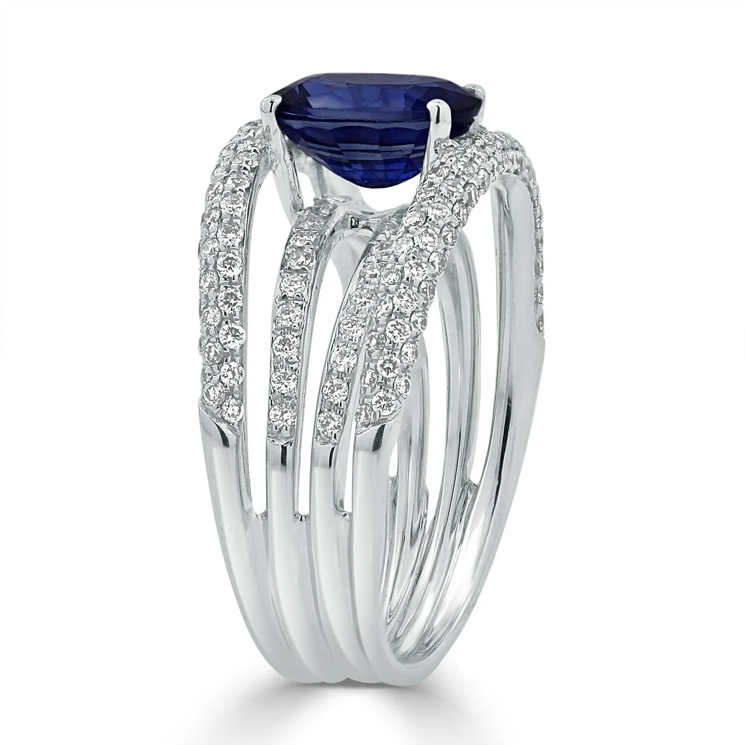 Auriya 18k Gold 2 1/2ct Oval Sapphire 4-Band Diamond Ring 9/10ct TDW sold by Zulily product image thumbnail 4