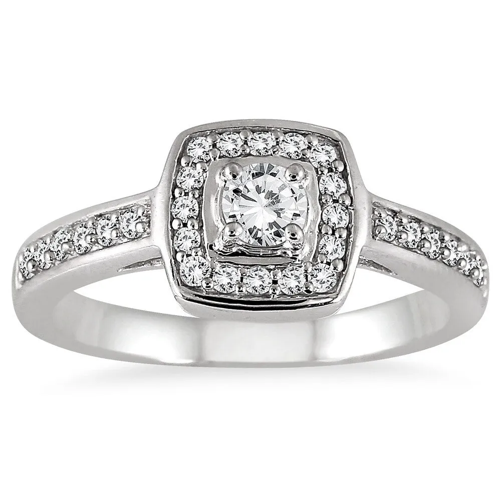1/2 Carat TW Diamond Halo Ring in 10K White Gold sold by Zulily